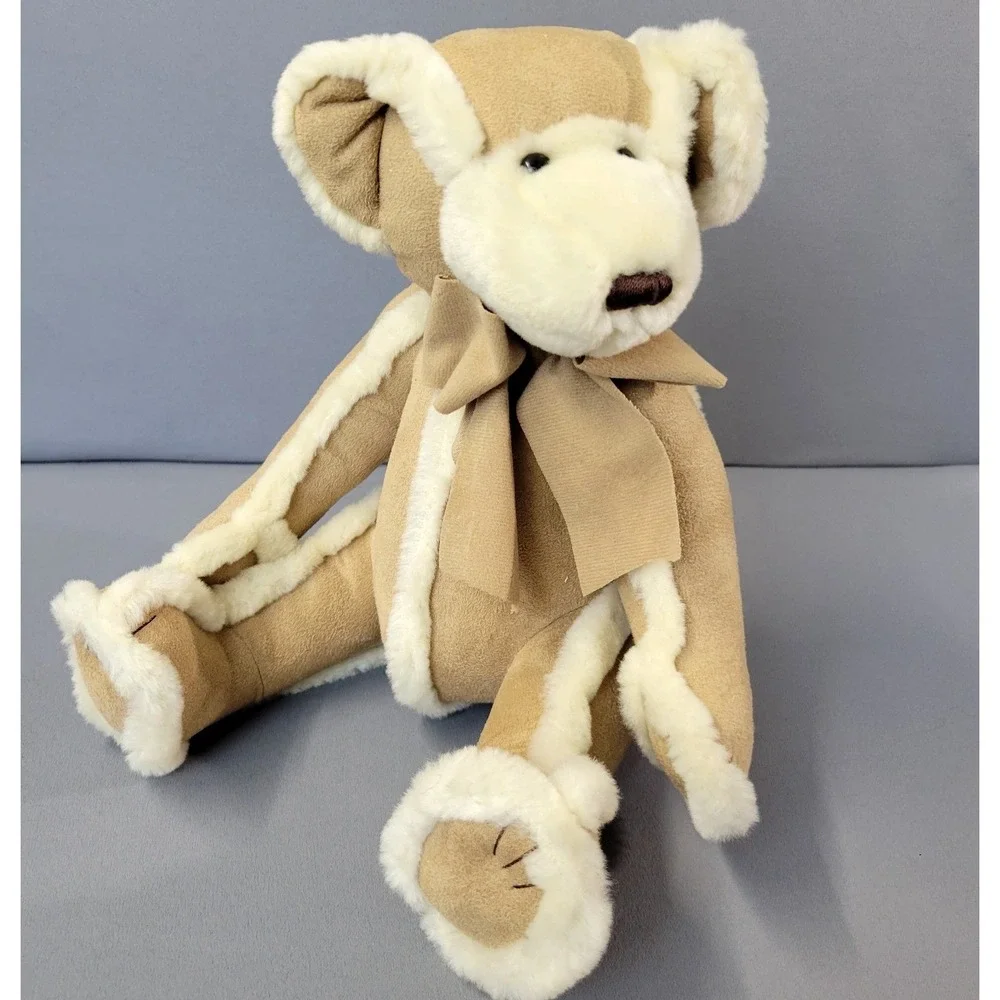 Bath & Body Works Gingerbread Plush Bear Suede Faux Fur Trim Tan Cream 12in